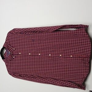 Chaps Easy Care Size XL Plaid Red Blue Button Down Shirt EUC